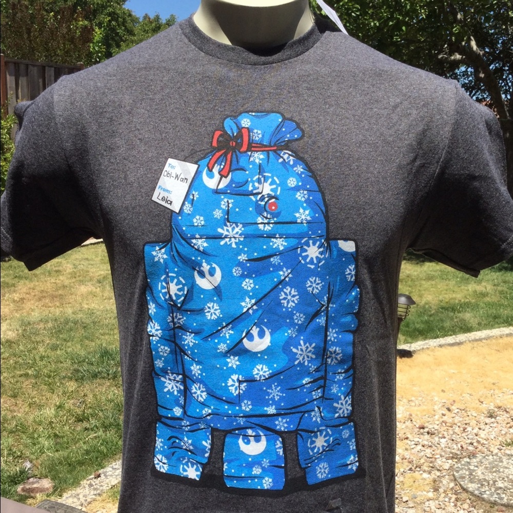 New Star Wars R2-D2 Xmas Holiday SS T-Shirt Sz L